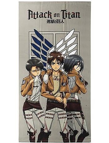 Serviette de bain enfant - 70x140 cm polyester séchage rapide - attack on titan