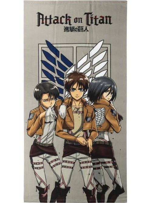 Serviette de bain enfant - 70x140 cm polyester séchage rapide - attack on titan - Kiabi
