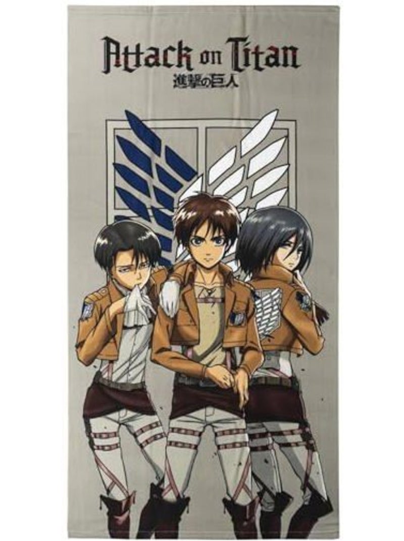 Serviette de bain enfant - 70x140 cm polyester séchage rapide - attack on titan Multicolore - Kiabi