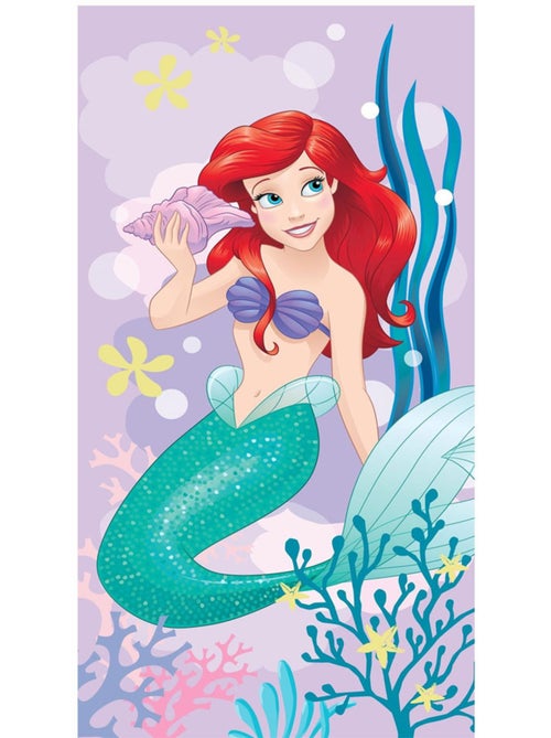 Serviette de bain enfant 100 % coton Disney Princess Ariel motif sirène - Kiabi