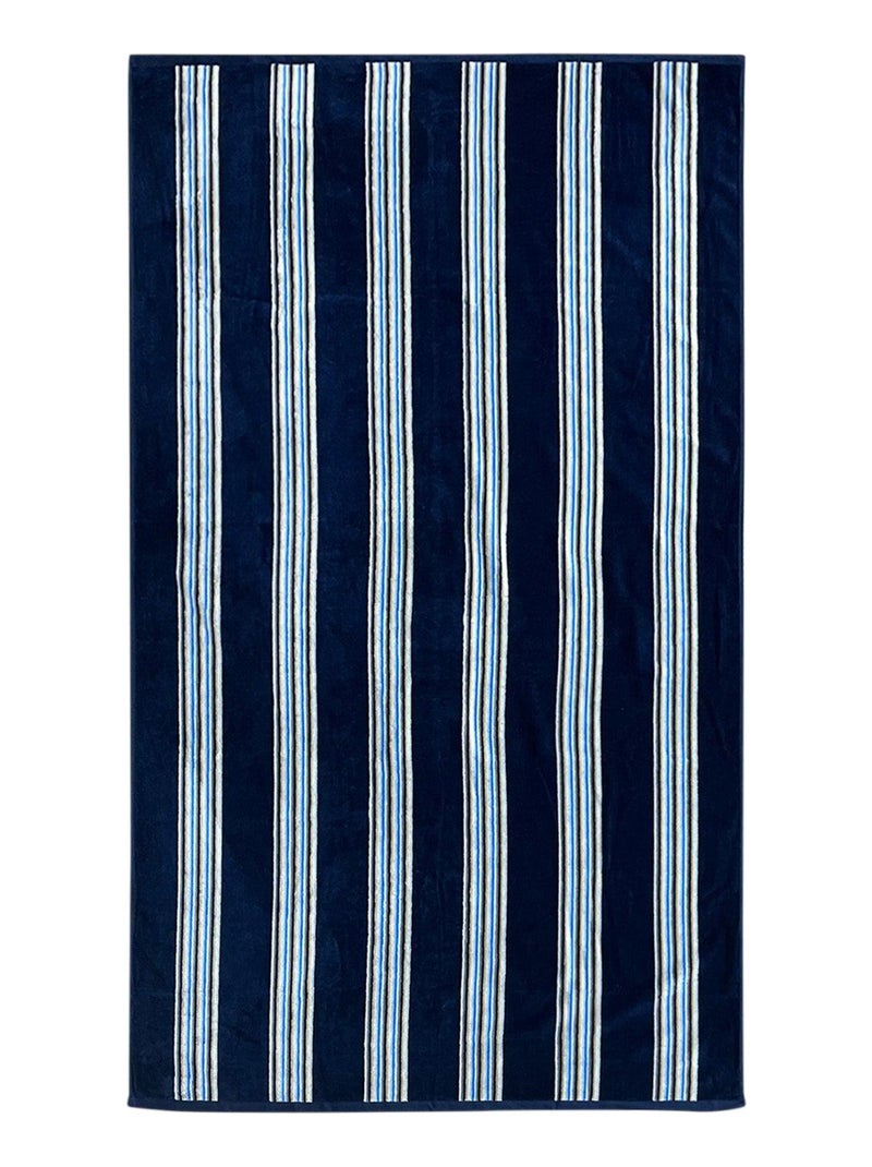 Serviette de bain éponge velours Jacquard Milonga Navy 90x170 400g/m² Bleu marine - Kiabi