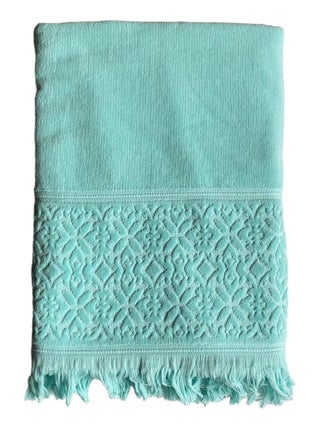 Serviette de bain éponge velours unie Romance Aqua 90x170 460g/m²