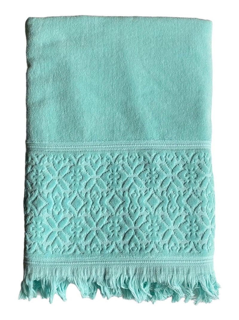 Serviette de bain éponge velours unie Romance Aqua 90x170 460g/m² Bleu - Kiabi
