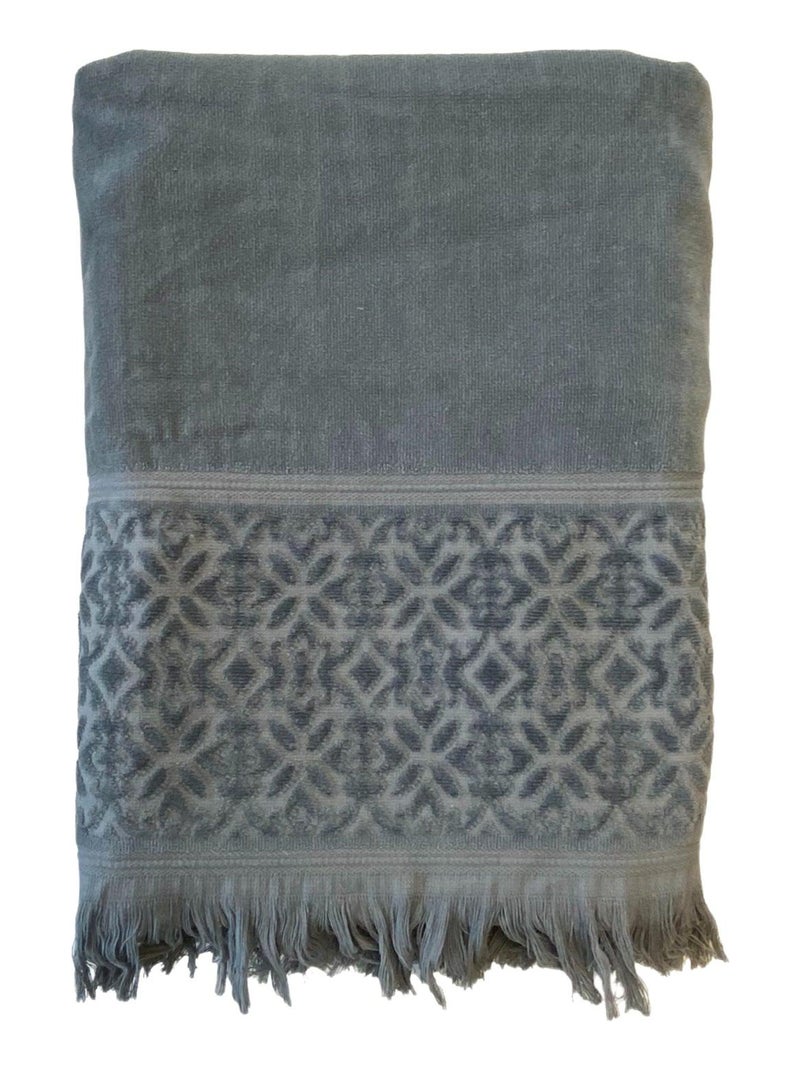 Serviette de bain éponge velours unie Romance Gris 90x170 460g/m² gris anthracite - Kiabi