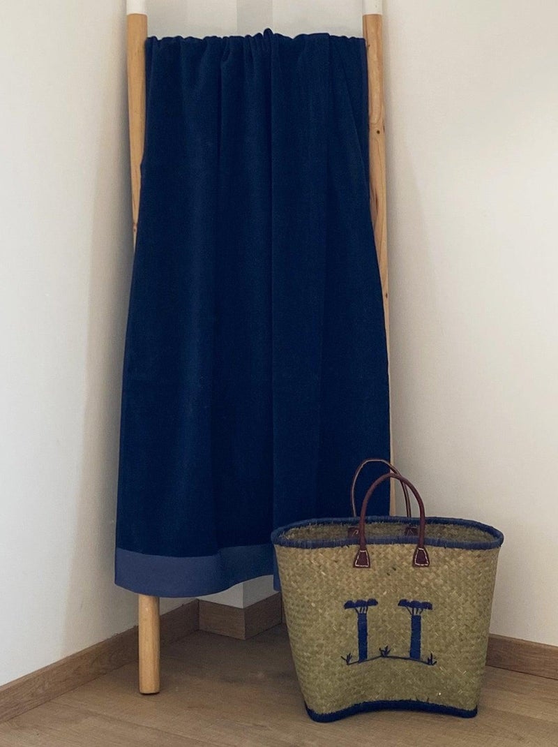 Serviette de bain éponge velours unie Shady Bleu Marine 140x180 370g/m² Bleu marine - Kiabi