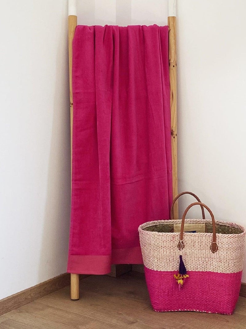 Serviette de bain éponge velours unie Shady Fuchsia 90x160 370g/m² Rose fushia - Kiabi