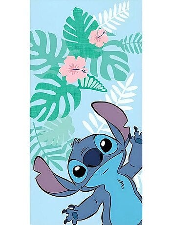 Serviette de bain et de plage - disney - lilo et stitch - 70x140 cm - sèche rapidement - bleu