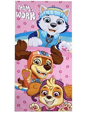 Serviette de bain et de plage - paw patrol - 70x140 cm - sèche rapide - ultra-absorbante - rose