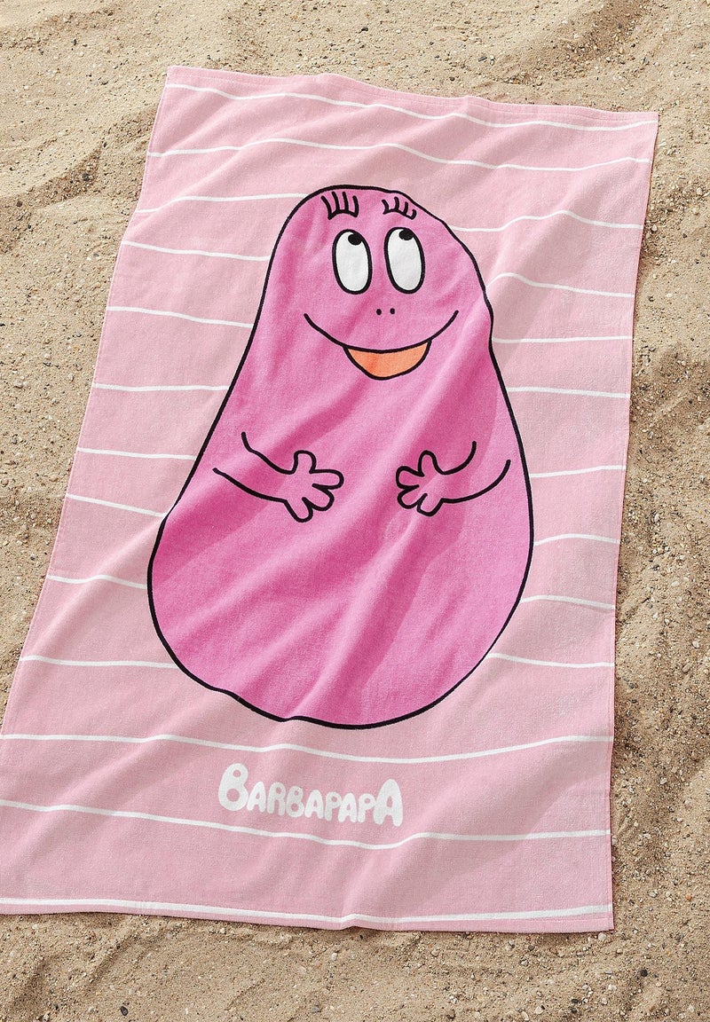 Serviette de bain et de plage imprimée 100% coton, BARBAPAPA PINK Rose - Kiabi