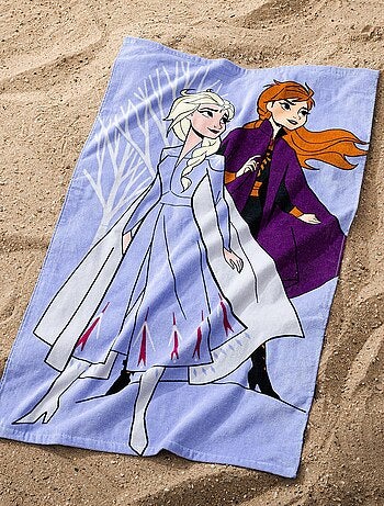 Serviette de bain et de plage imprimée 100% coton, DISNEY HOME FROZEN SISTERS
