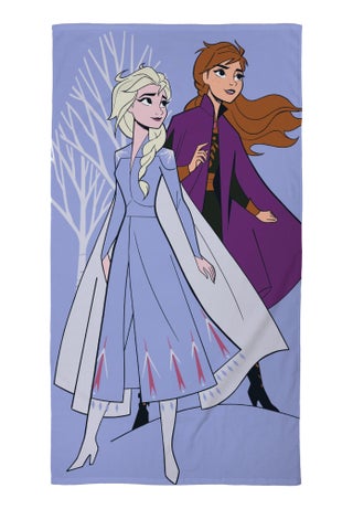 Serviette de bain et de plage imprimée 100% coton, DISNEY HOME FROZEN SISTERS