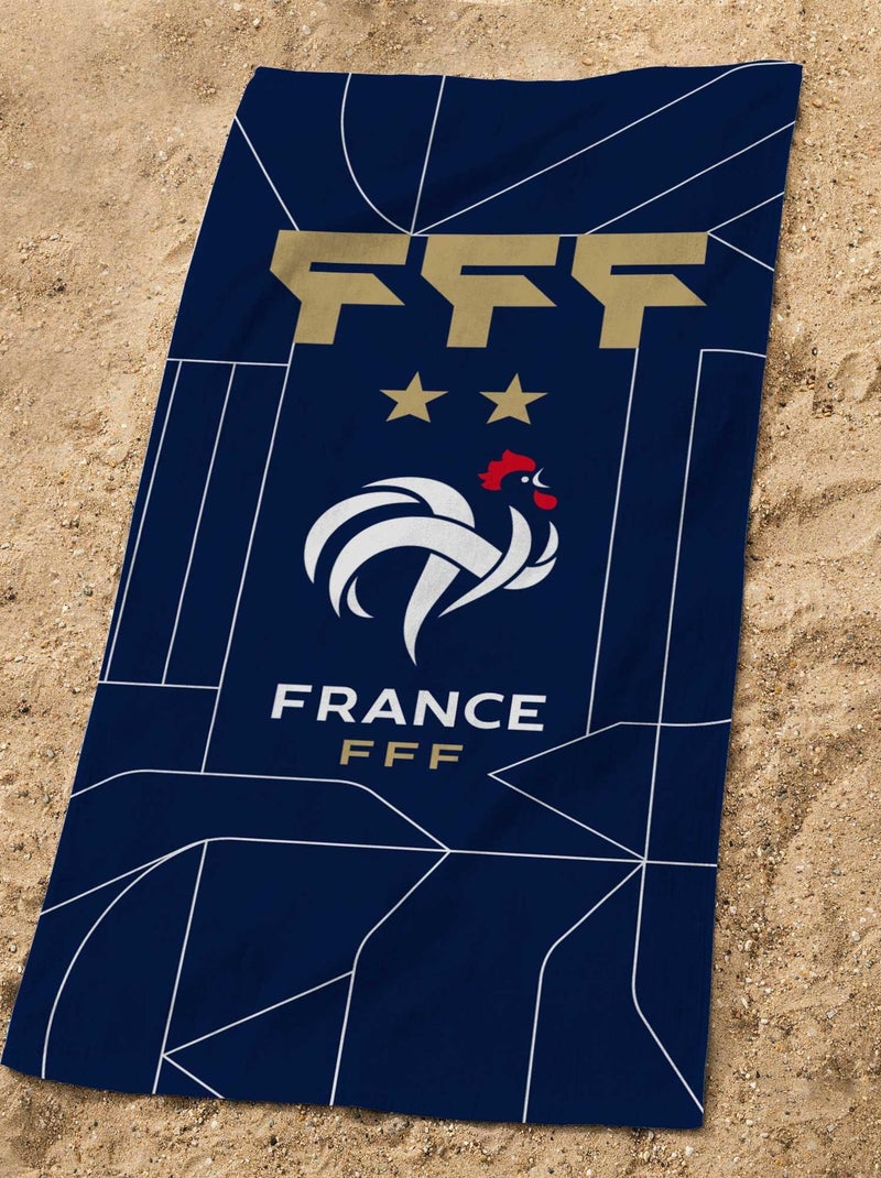 Serviette de bain et de plage imprimée 100% coton, FFF CONSTRUCTION Bleu marine - Kiabi