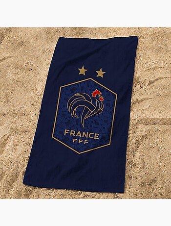 Serviette de bain et de plage imprimée 100% coton, FFF TRIOMPHE