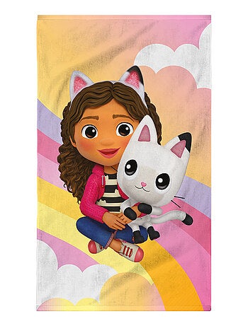 Serviette de bain et de plage imprimée 100% coton, GABBY ET LA MAISON MAGIQUE RAINBOW