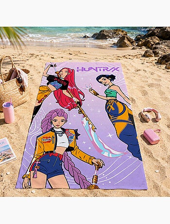 Serviette de bain et de plage imprimée 100% coton, kpop demon hunters tour
