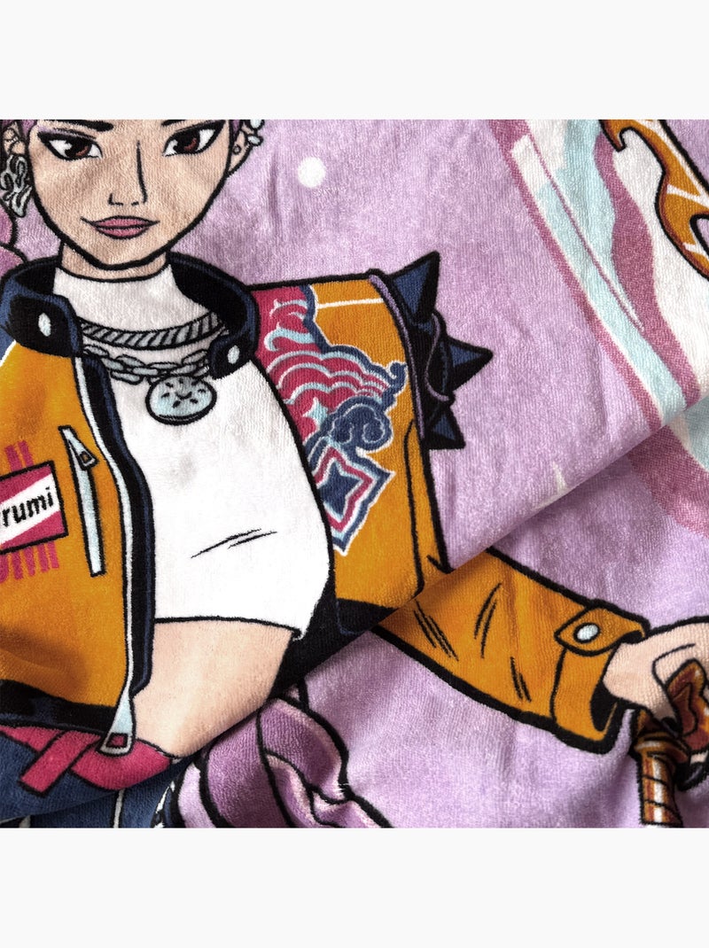 Serviette de bain et de plage imprimée 100% coton, kpop demon hunters tour Violet - Kiabi