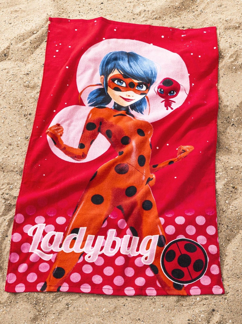 Serviette de bain et de plage imprimée 100% coton, MIRACULOUS LADYBUG SUPERGIRL Rouge - Kiabi