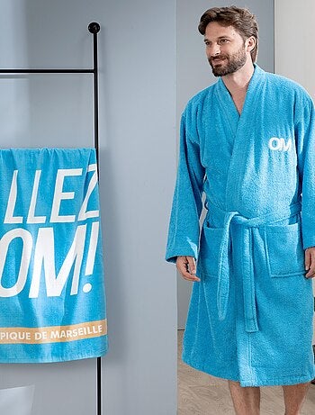 Serviette de bain et de plage imprimée 100% coton, OM ALLEZ