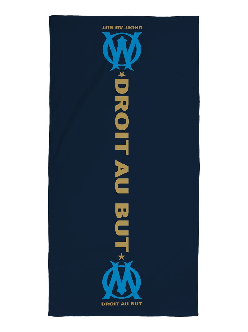 Serviette de bain et de plage imprimée 100% coton, OM DROIT AU BUT Bleu - Kiabi