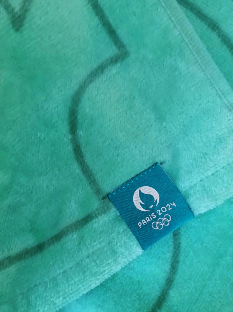 Serviette de bain et de plage imprimée 100% coton, PARIS 2024 JEUX OLYMPIQUES SURF Bleu - Kiabi