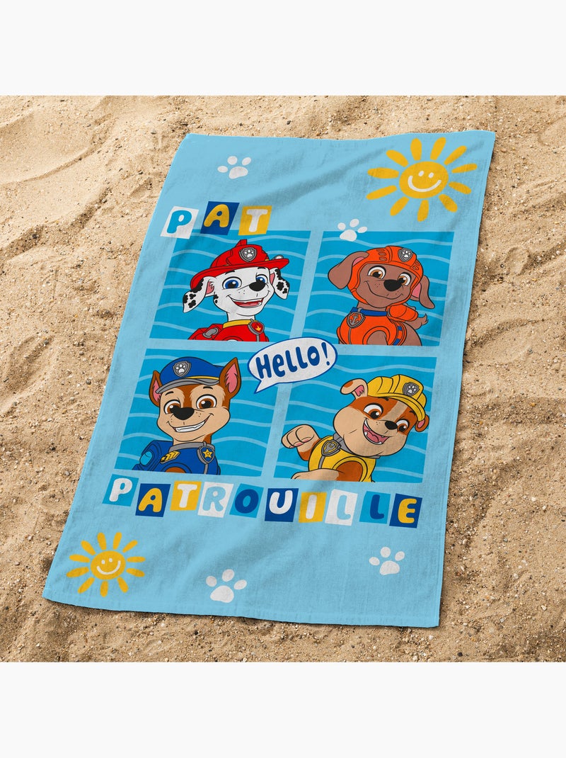 Serviette de bain et de plage imprimée 100% coton, PAT PATROUILLE ENJOY Bleu - Kiabi