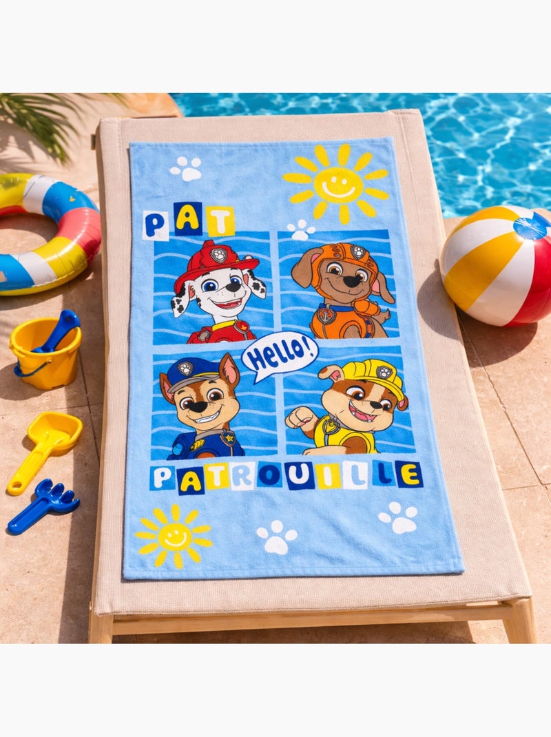 Serviette de bain et de plage imprimée 100% coton, PAT PATROUILLE ENJOY Bleu - Kiabi