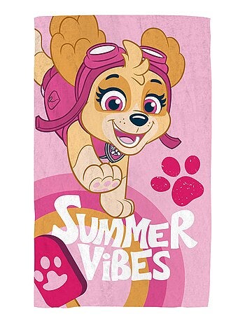 Serviette de bain et de plage imprimée 100% coton, PAT PATROUILLE GOOD VIBES