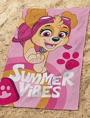 Serviette de bain et de plage imprimée 100% coton, PAT PATROUILLE GOOD VIBES