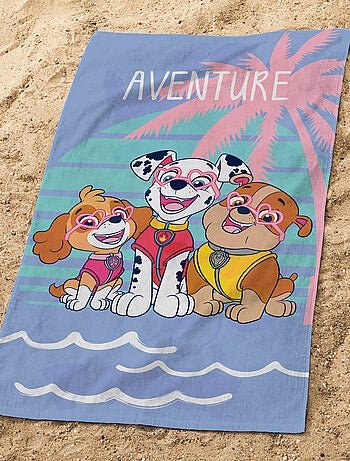 Serviette de bain et de plage imprimée 100% coton, PAT PATROUILLE SUNSET