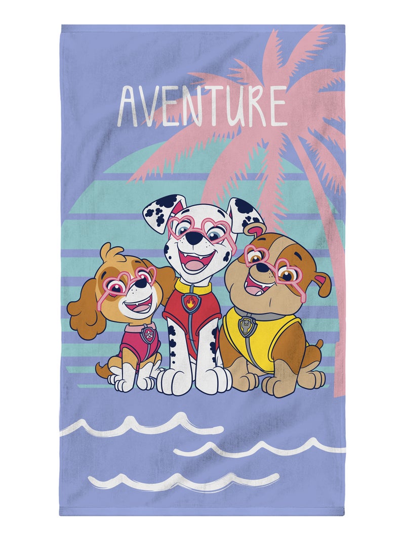 Serviette de bain et de plage imprimée 100% coton, PAT PATROUILLE SUNSET Parme - Kiabi