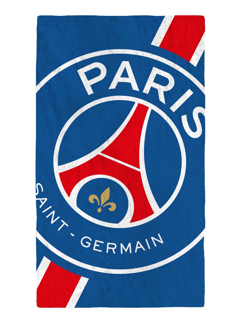 Serviette de bain et de plage imprimée 100% coton, PSG CROPPED Bleu - Kiabi