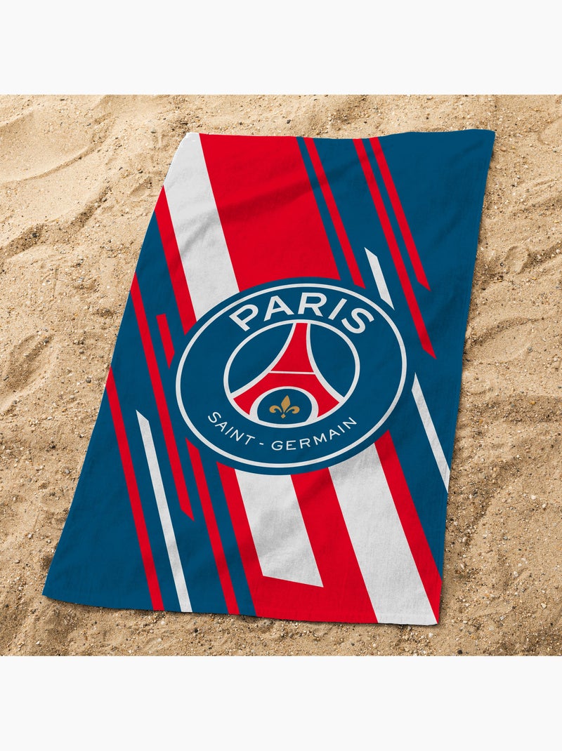Serviette de bain et de plage imprimée 100% coton, PSG DIAGONALE Bleu - Kiabi