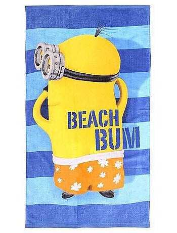 Serviette de bain et plage coton rayée Minions