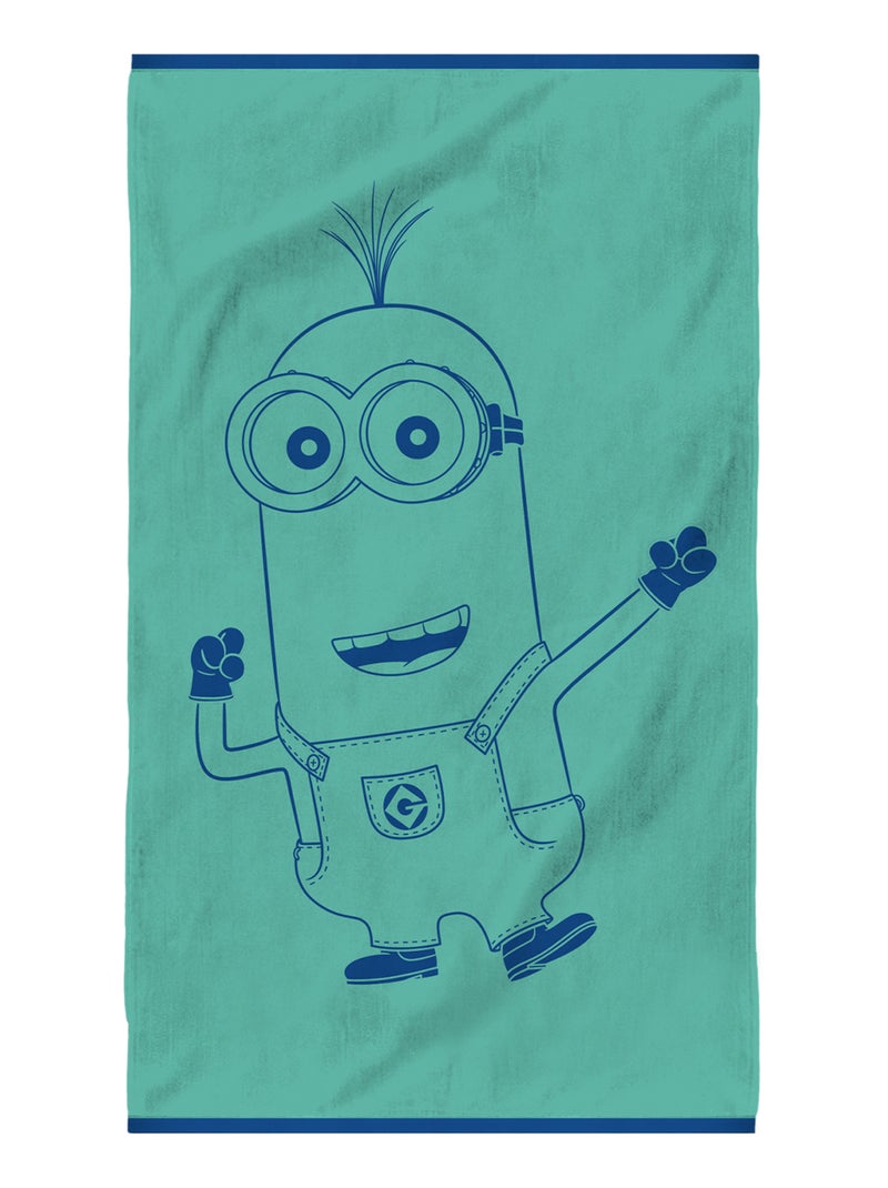 Serviette de bain Jacquard 100% coton, LES MINIONS FIESTA Bleu - Kiabi