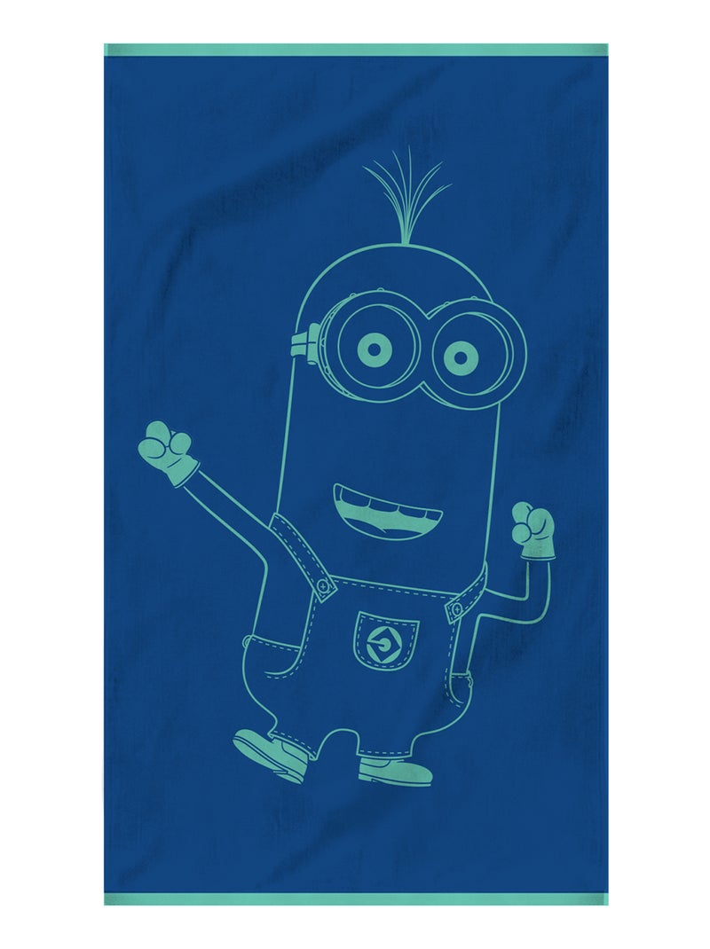 Serviette de bain Jacquard 100% coton, LES MINIONS FIESTA Bleu - Kiabi