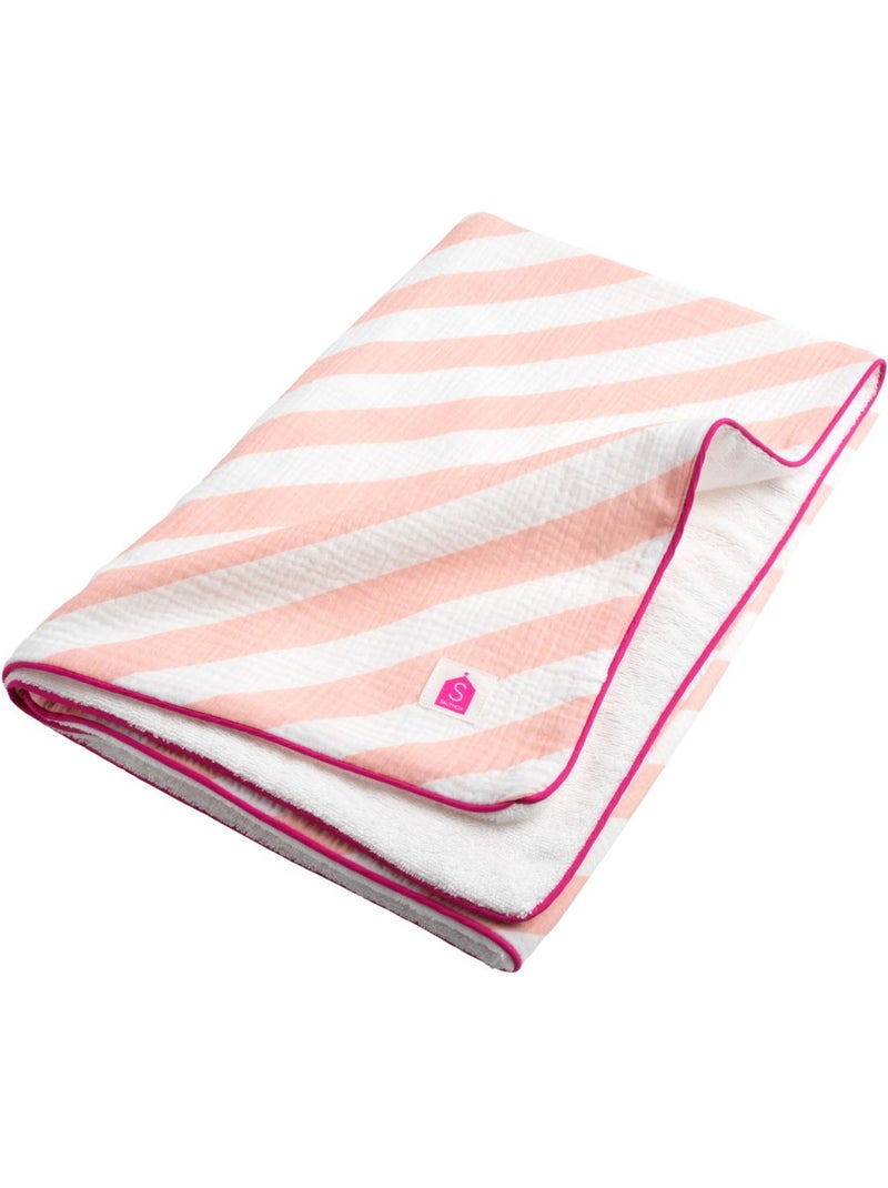 Serviette de bain / plage double gaze de coton imprimé - SAUTHON Rose - Kiabi