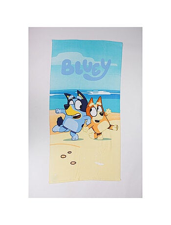 Serviette De Plage - Bluey & Bingo sont à la plage accompagnés d'un crabe - 70x140 cm