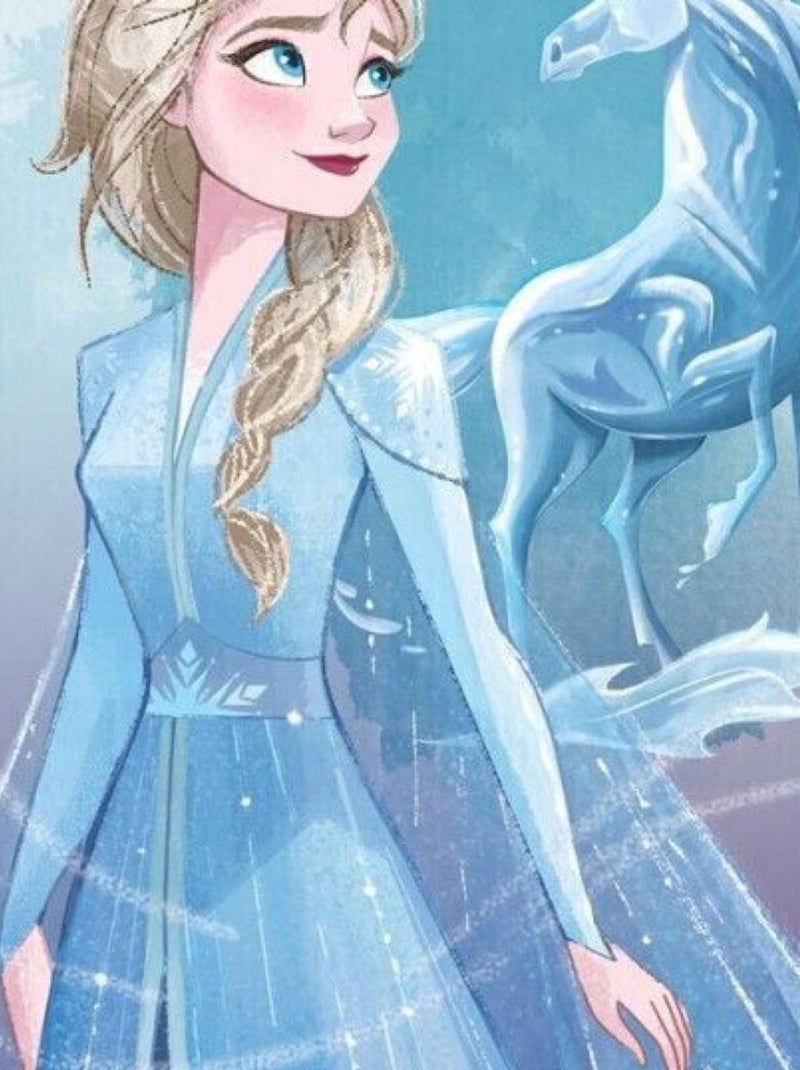 Serviette de plage - Disney La Reine des Neiges - Elsa Et Son Cheval - 70x140 cm Bleu - Kiabi