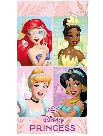 Serviette de plage - disney princesses - ariel cendrillon - 70x140 cm - séchage rapide - rose