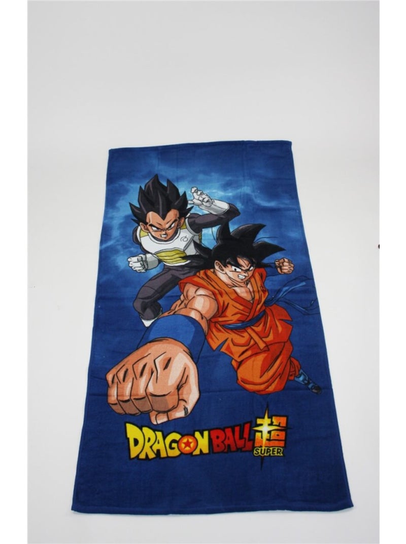 Serviette de plage - Dragon Ball Z - Sangoku Et Végéta - Fond Nuageux - 70x140 cm Bleu - Kiabi