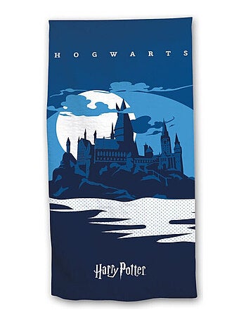 Serviette de plage - Harry Potter - -Hogwarts- - Château de Poudlard - Bleue - 70x140 cm