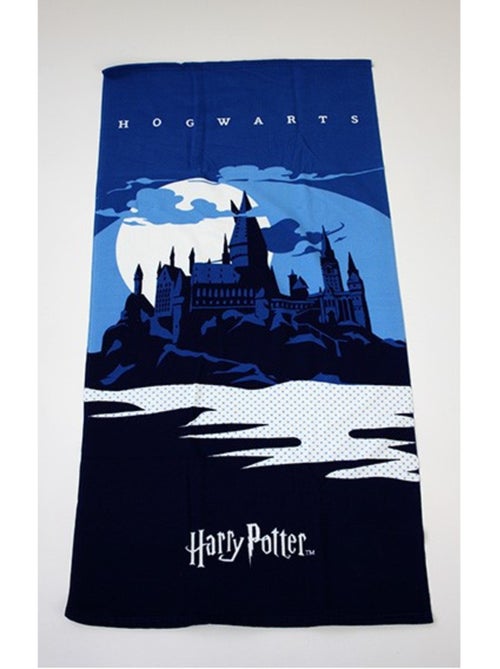 Serviette de plage - Harry Potter - -Hogwarts- - Château de Poudlard - Bleue - 70x140 cm - Kiabi