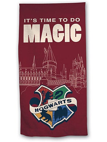 Serviette de plage - Harry Potter - Blason -Hogwarts- - -It's Time to do Magic- - 70x140 cm