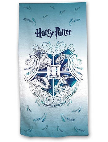 Serviette de plage - Harry Potter - Blason -Hogwarts- - Bleue et Blanche - 70x140 cm