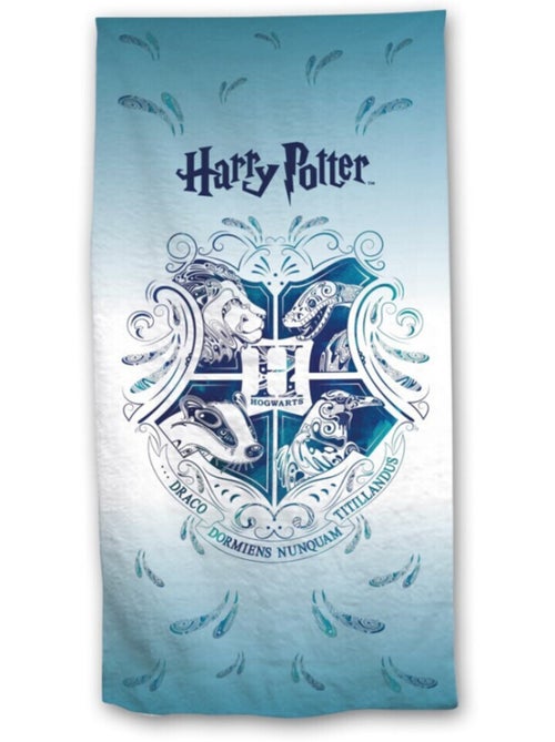 Serviette de plage - Harry Potter - Blason -Hogwarts- - Bleue et Blanche - 70x140 cm - Kiabi