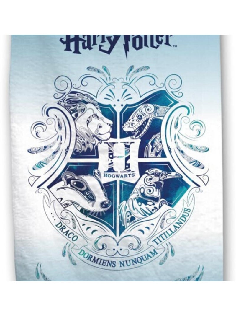 Serviette de plage - Harry Potter - Blason -Hogwarts- - Bleue et Blanche - 70x140 cm Bleu - Kiabi