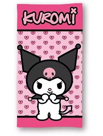 Serviette de plage - hello kitty - kuromi - 70x140 cm - séchage rapide - rose