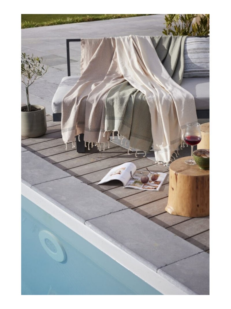Serviette de plage - L'effet papillon - Coton Ecru - Kiabi