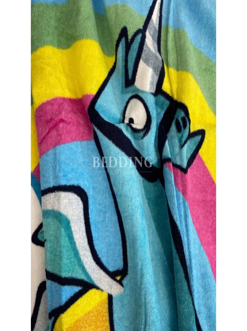 Serviette de plage - Licorne Avec Arc-En-Ciel - 140 cm x 70 cm Multicolore - Kiabi