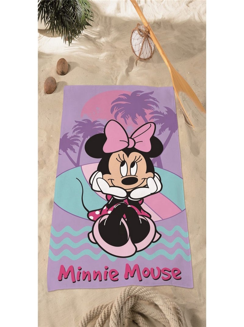 Serviette de plage - Minnie Portant ses Talons et son Nœuds Roses - 70x140 cm Multicolore - Kiabi